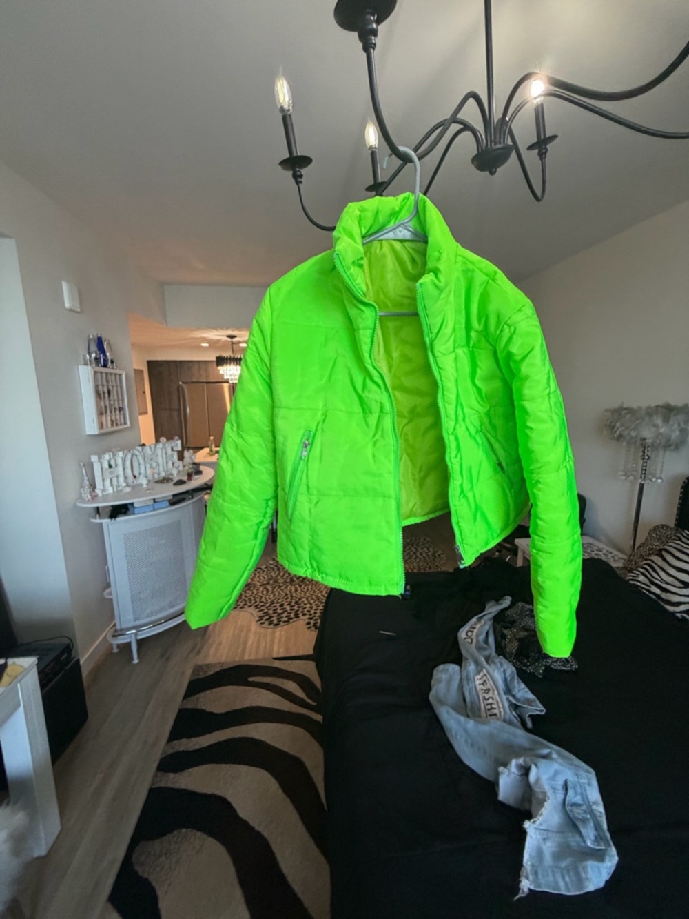 Neon Green Puffer Jacket - Women's Lightweight Coat